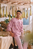 The Courtyard Men 3/4 Sleeve Kurta - Petal Grid