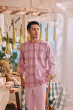 The Courtyard Men 3/4 Sleeve Kurta - Petal Grid