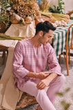 The Courtyard Men 3/4 Sleeve Kurta - Petal Grid