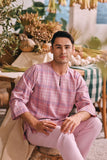 The Courtyard Men 3/4 Sleeve Kurta - Petal Grid