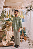 The Courtyard Men 3/4 Sleeve Kurta - Clover Grid