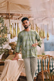 The Courtyard Men 3/4 Sleeve Kurta - Clover Grid