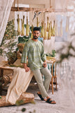 The Courtyard Men 3/4 Sleeve Kurta - Clover Grid