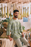 The Courtyard Men 3/4 Sleeve Kurta - Clover Grid