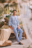 The Courtyard Men 3/4 Sleeve Kurta - Skyline Grid