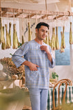 The Courtyard Men 3/4 Sleeve Kurta - Skyline Grid