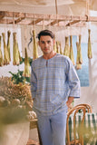 The Courtyard Men 3/4 Sleeve Kurta - Skyline Grid
