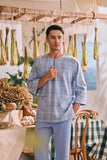 The Courtyard Men 3/4 Sleeve Kurta - Skyline Grid