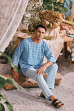 The Courtyard Men 3/4 Sleeve Kurta - Skylark
