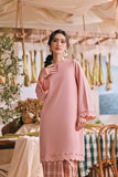 The Courtyard Women Layered Broderie Kurung Top - Dusty Pink