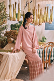 The Courtyard Women Layered Broderie Kurung Top - Dusty Pink
