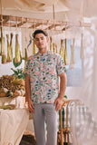 The Courtyard Men Mandarin Shirt - Wildflowers