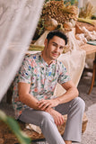 The Courtyard Men Mandarin Shirt - Wildflowers