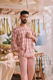 The Courtyard Men 3/4 Sleeve Kurta - Roseveil
