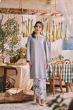 The Courtyard Women Layered Broderie Kurung Top - Stone Grey
