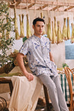 The Courtyard Men Mandarin Shirt - Bucolic