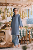 The Courtyard Women Layered Broderie Kurung Top - Coronet Blue