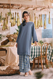 The Courtyard Women Layered Broderie Kurung Top - Coronet Blue