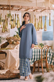 The Courtyard Women Layered Broderie Kurung Top - Coronet Blue