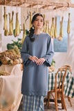 The Courtyard Women Layered Broderie Kurung Top - Coronet Blue