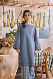The Courtyard Women Layered Broderie Kurung Top - Coronet Blue