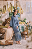 The Courtyard Women Layered Broderie Kurung Top - Coronet Blue