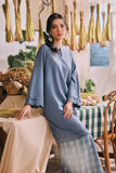 The Courtyard Women Layered Broderie Kurung Top - Coronet Blue