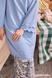 The Courtyard Women Layered Broderie Kurung Top - Ice Blue