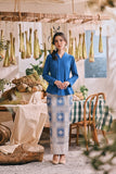 The Courtyard Women Kebaya Top - Classic Blue