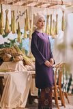 The Courtyard Women Layered Broderie Kurung Top - Royal Purple