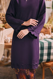 The Courtyard Women Layered Broderie Kurung Top - Royal Purple