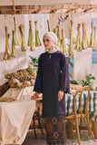 The Courtyard Women Layered Broderie Kurung Top - Royal Purple