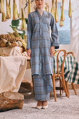 The Courtyard Women Broderie Flounce Skirt - Deepsea Grid