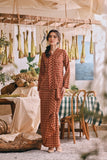 The Courtyard Women Kebaya Top - Russet Check
