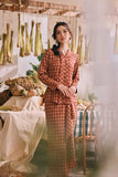 The Courtyard Women Kebaya Top - Russet Check