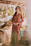The Courtyard Women Kebaya Top - Russet Check