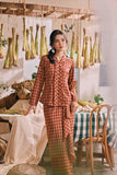 The Courtyard Women Kebaya Top - Russet Check