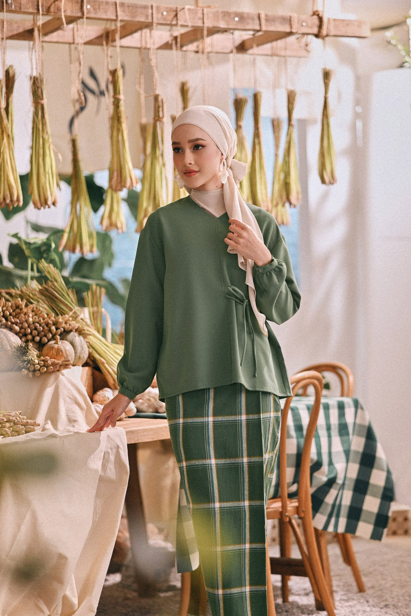 The Courtyard Women Side Tie Blouse - Sage Green