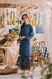 The Courtyard Women Layered Broderie Kurung Top - Deep Blue