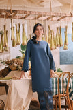 The Courtyard Women Layered Broderie Kurung Top - Deep Blue