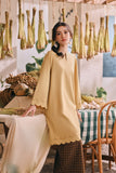 The Courtyard Women Layered Broderie Kurung Top - Champagne Yellow