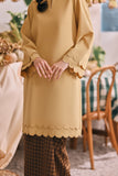 The Courtyard Women Layered Broderie Kurung Top - Champagne Yellow