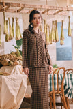 The Courtyard Women Kebaya Top - Truffle Check