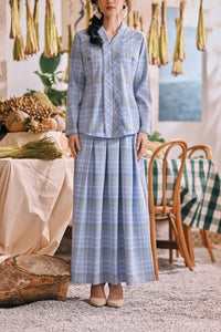 The Courtyard Women A-Line Skirt - Skyline Grid