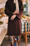 The Courtyard Women Layered Broderie Kurung Top - Dark Burgundy