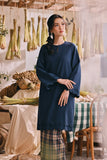 The Courtyard Women Layered Broderie Kurung Top - Navy