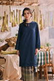 The Courtyard Women Layered Broderie Kurung Top - Navy