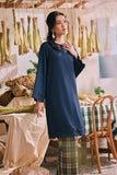The Courtyard Women Layered Broderie Kurung Top - Navy