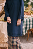 The Courtyard Women Layered Broderie Kurung Top - Navy