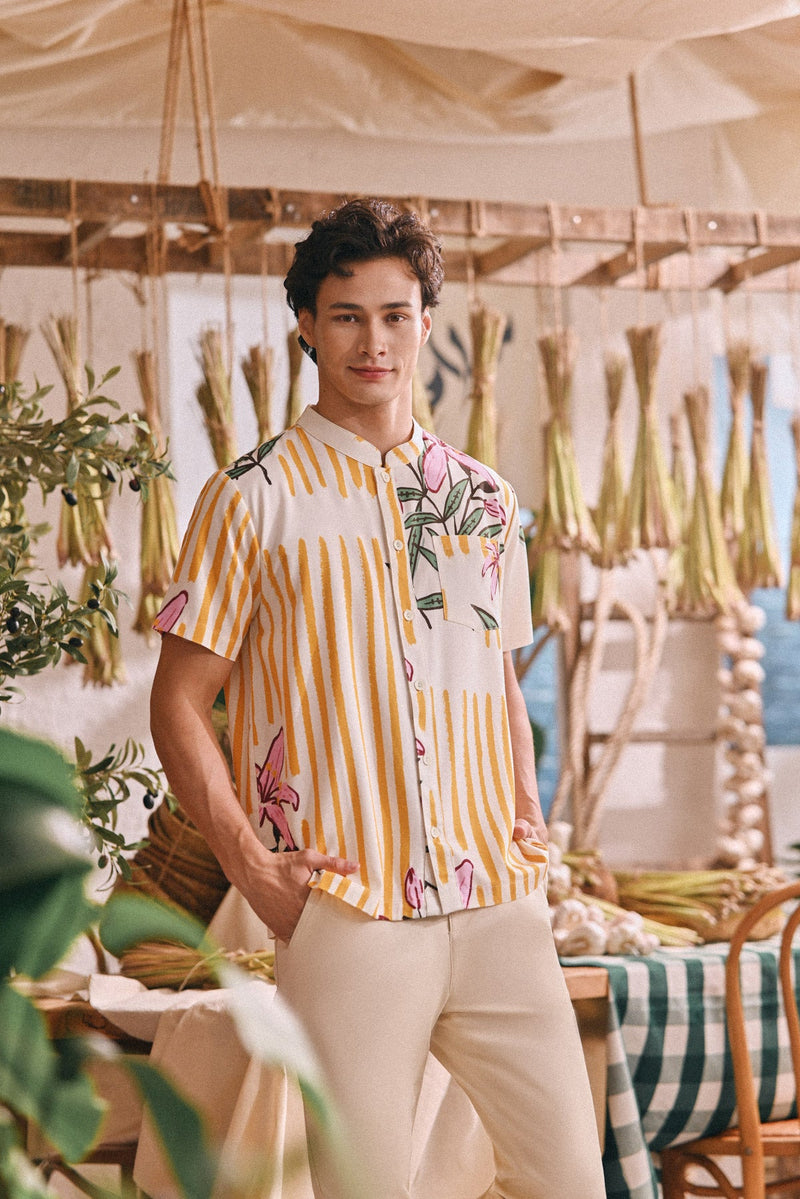 The Courtyard Men Mandarin Shirt - Bright